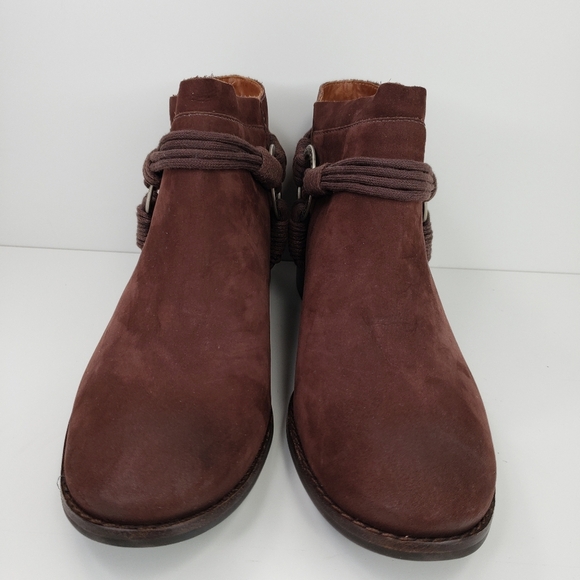 Bernardo Brown Nubuck Harness Pull On Cowgirl Western Short Booties Sz 8.5M - Picture 2 of 12